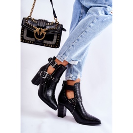 WJ2 Women's Boots On Heel With Rhinestones Black Kelin 2