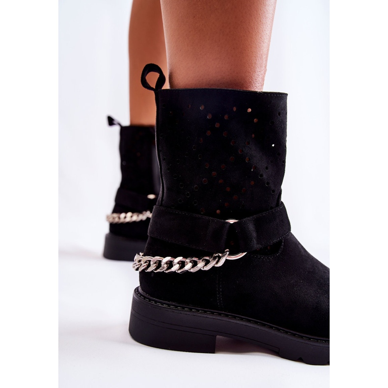 Openwork Booties With A Zipper With A Chain Black Chantelle 2