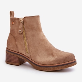 Suede boots on a low post Beige Laurisa 2