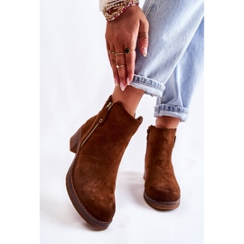 PS1 Brown Laurisa suede boots on a low heel 1