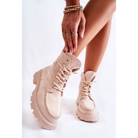 Women's Suede Ankle Boots Beige Vanita 2