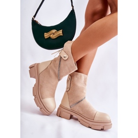 PS1 Fashionable Women's Suede Ankle Boots Beige Kandell 2