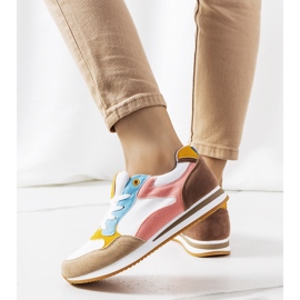 Kindler women's white and brown sneakers pink 1