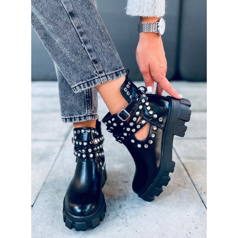 Boots cut with studs black NC1127 Black 1