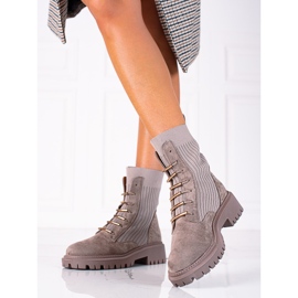 SHELOVET Brown suede knotted workers beige 1