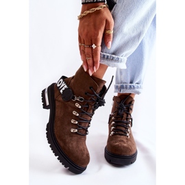 Suede Warm Boots With A Belt Dark Brown Aurelio 1