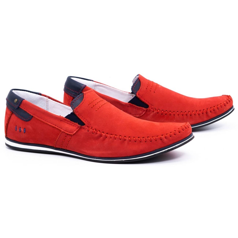 KOMODO Men's leather loafers 876 red 2