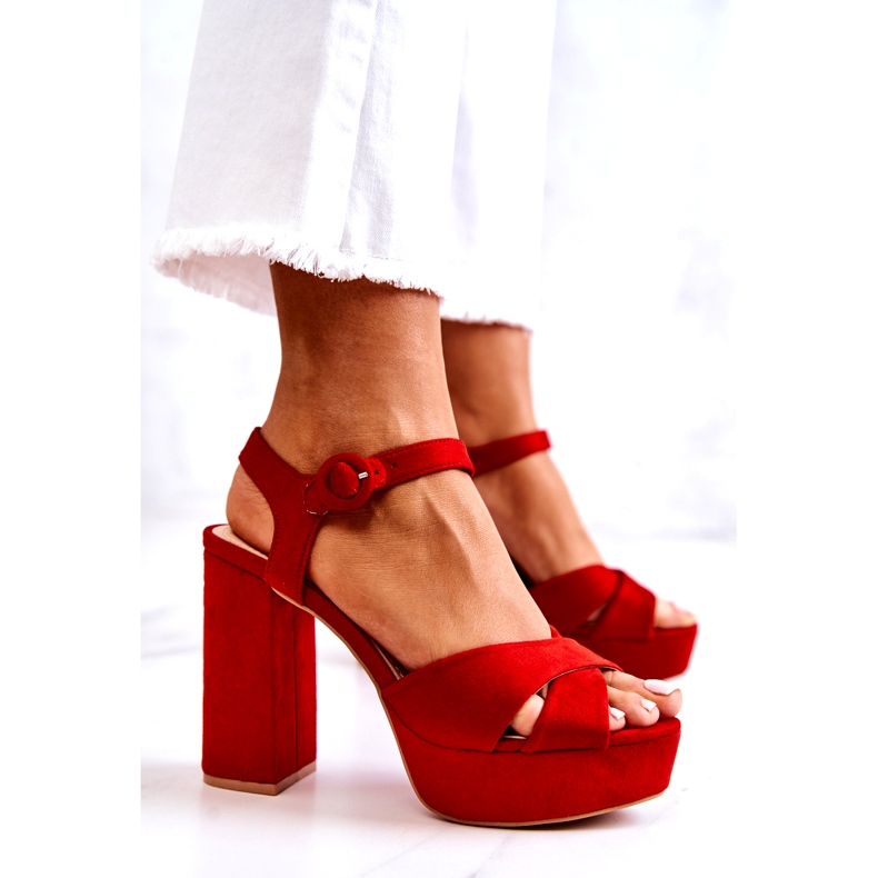 FM1 Suede Red Heeled Sandals Semilla 3