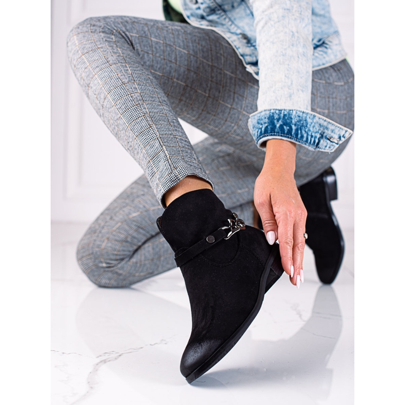 W. Potocki Potocki women's boots, cowboy boots with a chain black 1