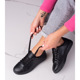 Black Shelovet women's sneakers made of ecological leather 1