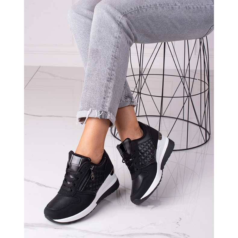 Women's Shelovet black sneakers with quilting 1 Women's Shelovet black sneakers with quilting 1