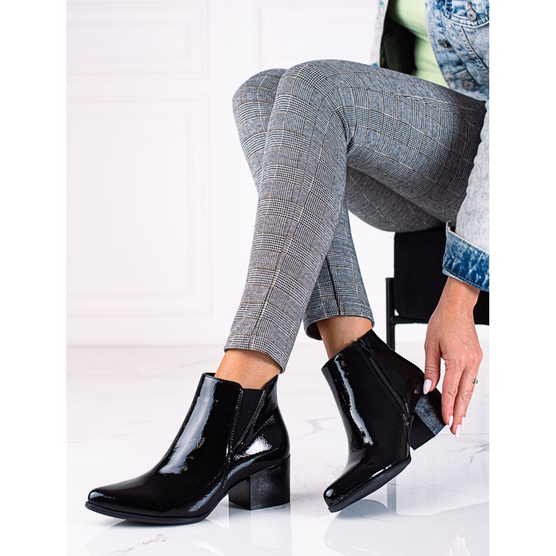 SHELOVET Black lacquered Chelsea boots Sergio Leone with high heels 1 SHELOVET Black lacquered Chelsea boots Sergio Leone with high heels 1