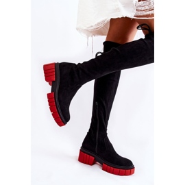 Suede Women's Boots Black-Red Cheera 2