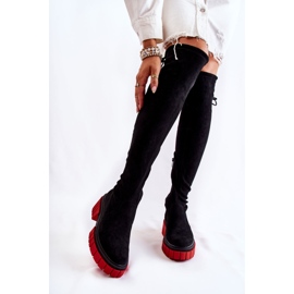 Suede Women's Boots Black-Red Cheera 1