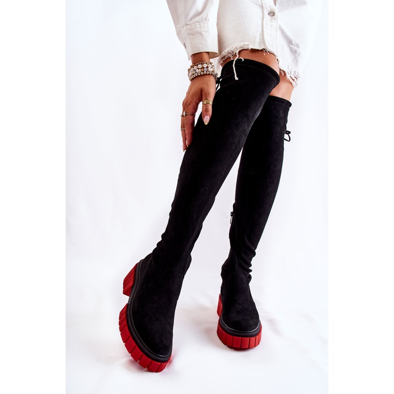 Suede Women's Boots Black-Red Cheera 1