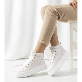Beige ankle-high sneakers from Nandew 1