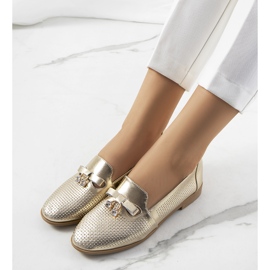 Golden openwork loafers made of natural Curi leather 1