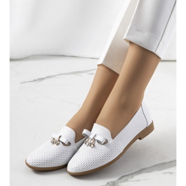 White openwork loafers made of natural Curi leather 1
