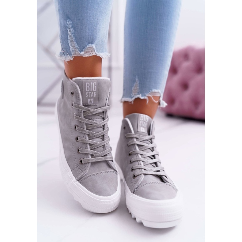 Women's Sneakers Big Star High Warm Gray EE274114 grey 2