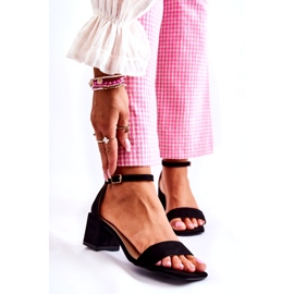 Women's Suede High Heel Sandals Black 1