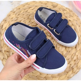 Atletico navy blue velcro sneakers for girls 1