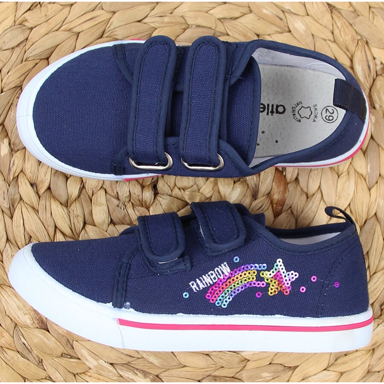 Atletico navy blue velcro sneakers for girls 2