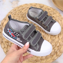 Gray Atletico children's sneakers with velcro grey 1