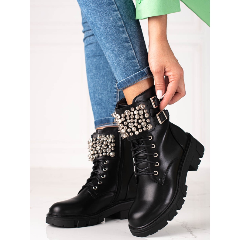 Women's Shelovet black workers with embellishments 1 Women's Shelovet black workers with embellishments 1