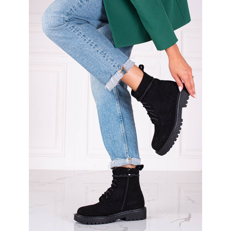 Women's black suede hiking boots 2