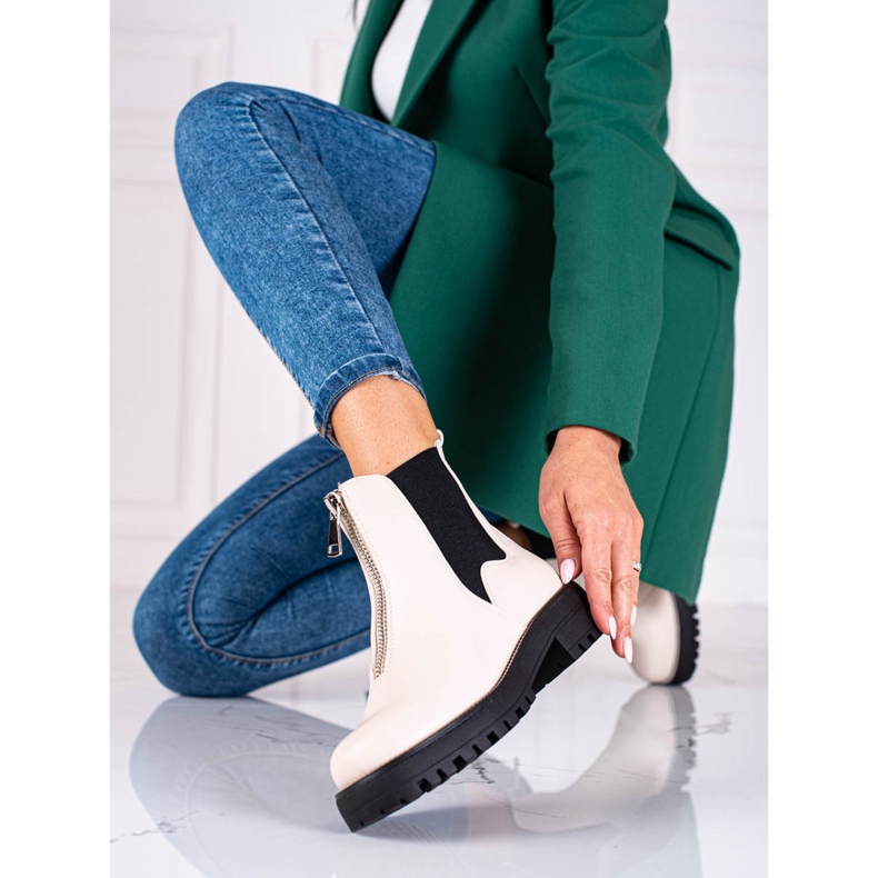 Beige women's baggies with a zipper 2