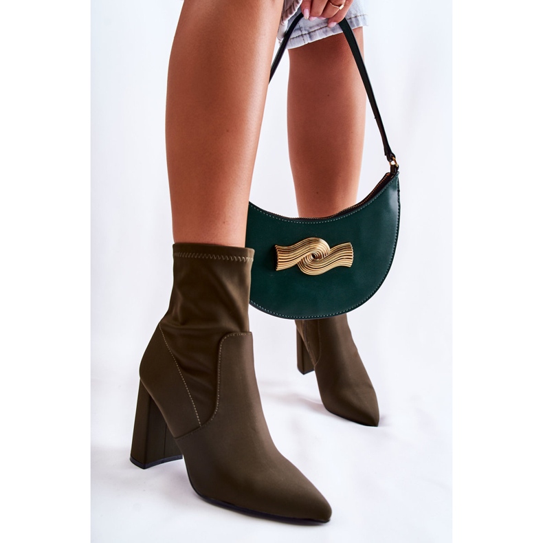 Khaki Amile Women's Material High Heel Boots brown 2