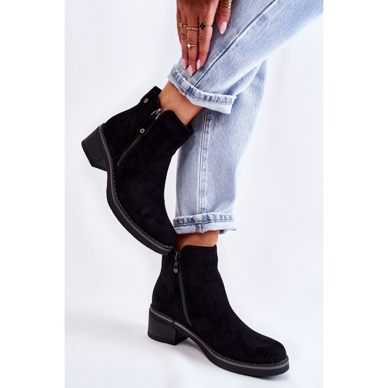 PS1 Black Laurisa suede boots on a low heel 2