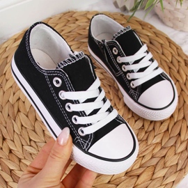 Black Atletico children's lace-up sneakers low sneakers 1