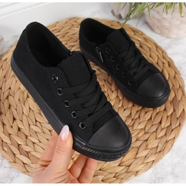 Black Atletico children's low sneakers with a zipper 1