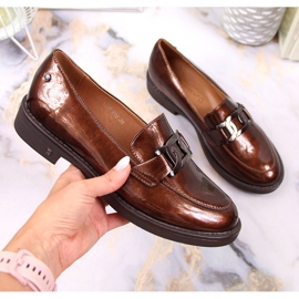 Women's brown patent lacquered loafers Potocki 1