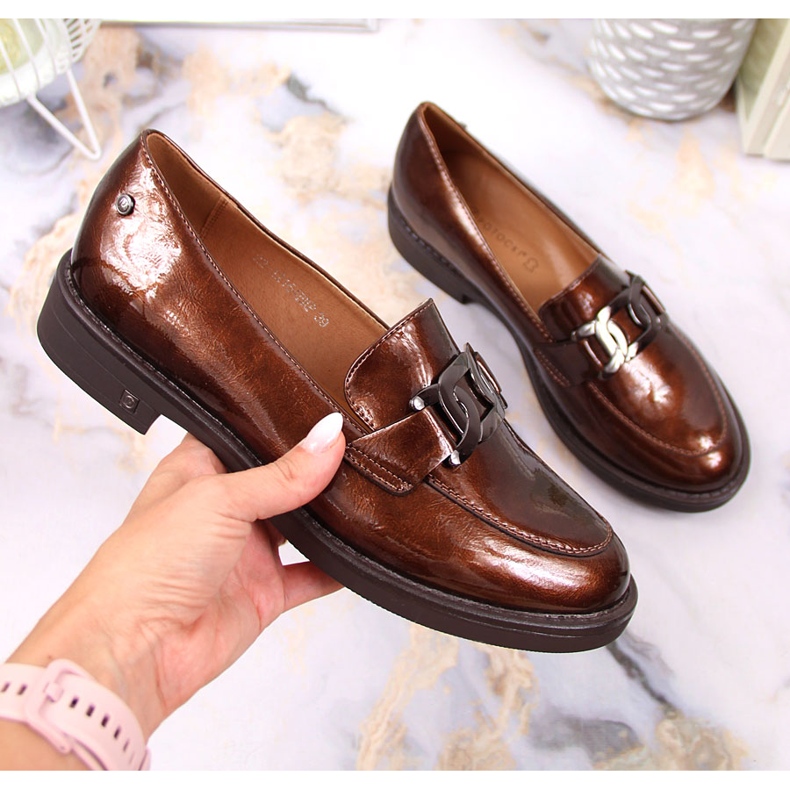 Women's brown patent lacquered loafers Potocki 1