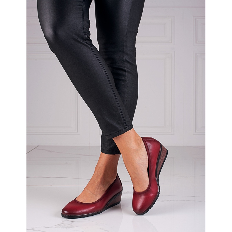 Burgundy wedge pumps by W. Potocki red 1