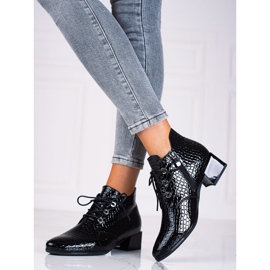 Black Vinceza women's low boots with lacing 1