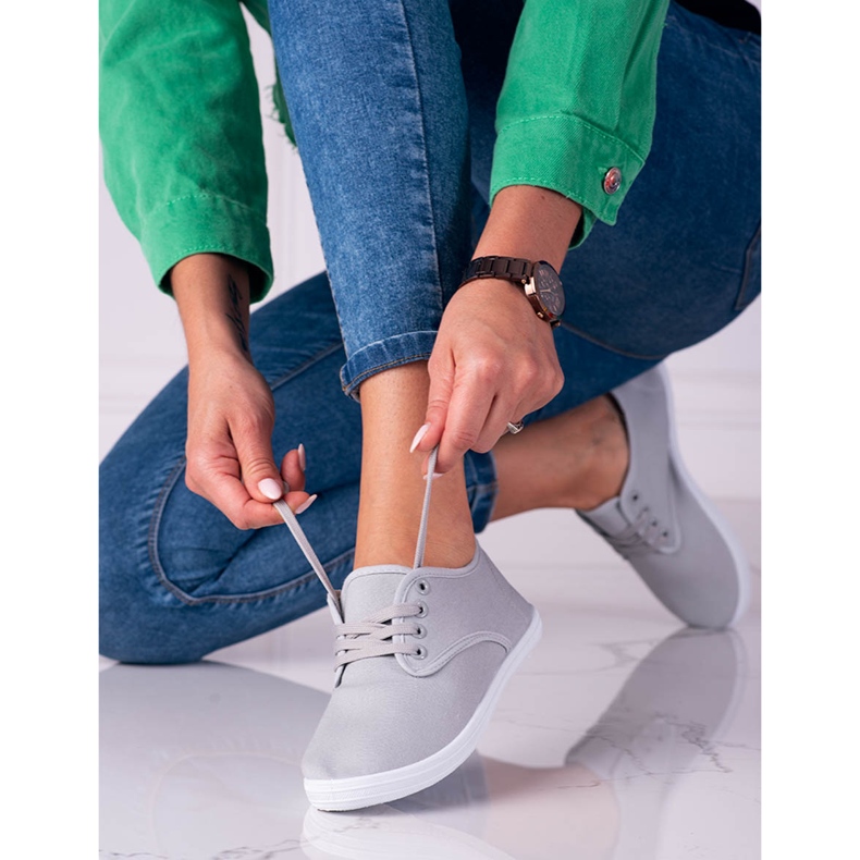 Light women's fabric sneakers Shelovet gray grey 1