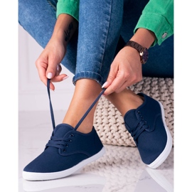 Light women's Shelovet navy blue fabric sneakers 1