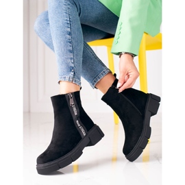 Shelovet women's black boots made of ecological suede 2