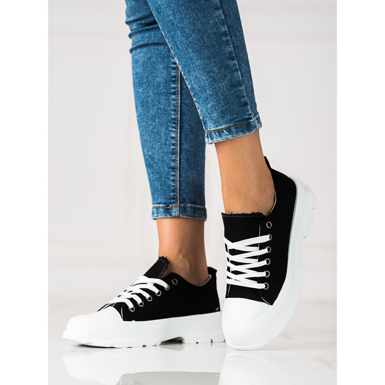 Lace-up women's Shelovet black sneakers 1 Lace-up women's Shelovet black sneakers 1
