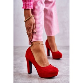 WS1 Classic Suede Pumps On Heels Red Soro 2