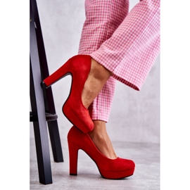 WS1 Classic Suede Pumps On Heels Red Soro 5