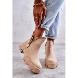 PG1 Women's Suede Boots With Cutouts Beige Rhythm 1