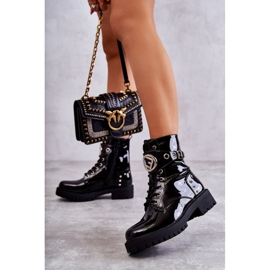 PG1 Lacquered Women's Boots With Studs Black Leticia 1