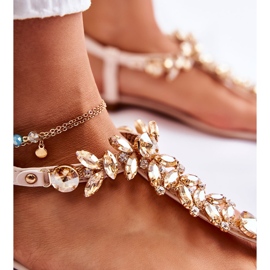 PG2 Women's Sandals Flip-Flops With A Decorative Belt Beige Daylight 4