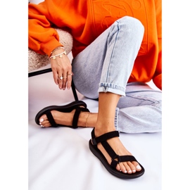 Women's suede sports black sandals 4