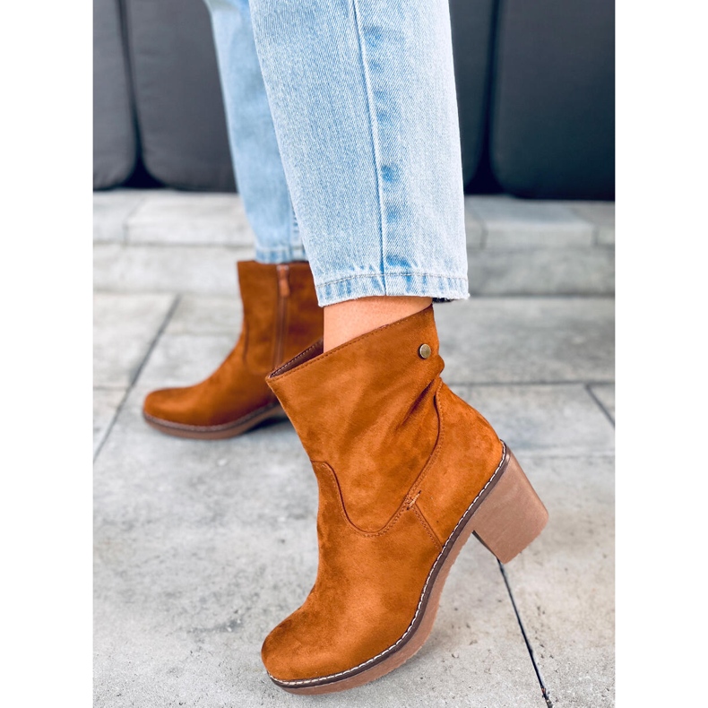 Linzi Camel rubber heel boots brown 2