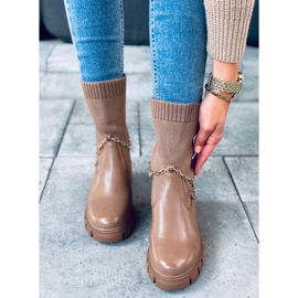 Mona Khaki sock boots beige 2